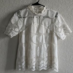 Anthropologie cream lace top